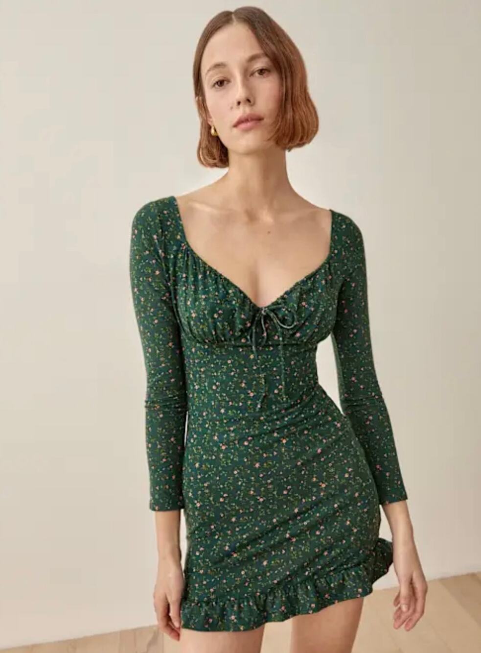 Reformation Anjeline Knit Mini Dress in Coriander Size Small